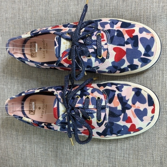 Keds Kate Spade Collab Sneakers Patriotic Red Blue Hearts Metallic Laces 5.5 - Picture 8 of 13